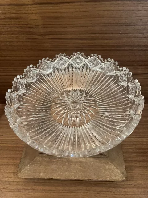 Antique ABP Cut Glass PRISM AND CHAIN Pattern ICS Low Bowl