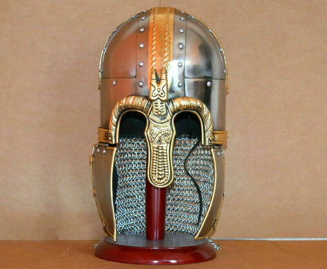 Casque Viking Gjermundbu Avec Masque De Kiev - Acier, Reproduction Pour Reconstitution / LARP - Neuf