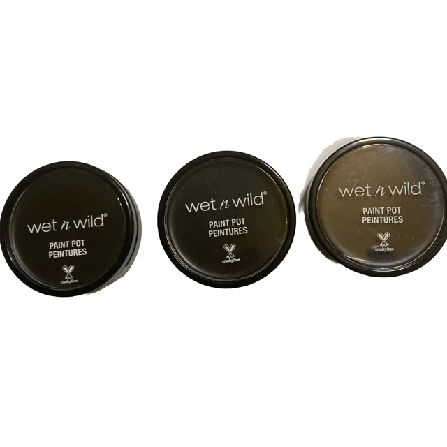 Bote de pintura negra Wet n Wild #12969 lote de 3 sellados + cepillo