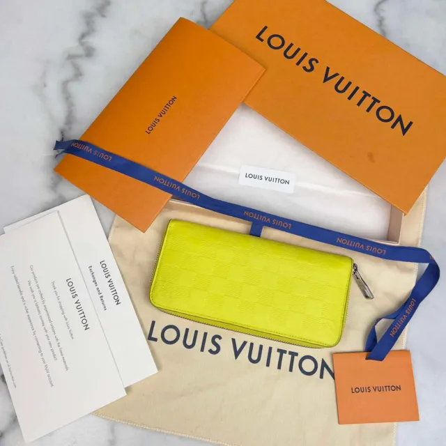 Louis Vuitton Yellow Damier Infini Leather Portefeuille Brazza Long Wallet  For Sale at 1stDibs