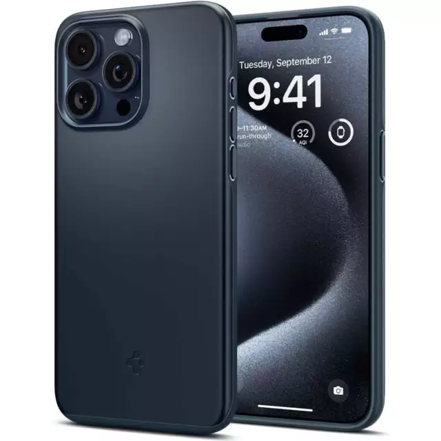 Handyhülle für iPhone 15 Pro Spigen Case Cover Etui Futeral Hülle Tasche Blau