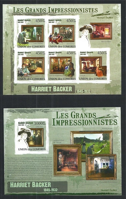 Komoren Komoren 2009 Mini Sheet Block Set Malerei Maler Harriet Backer...