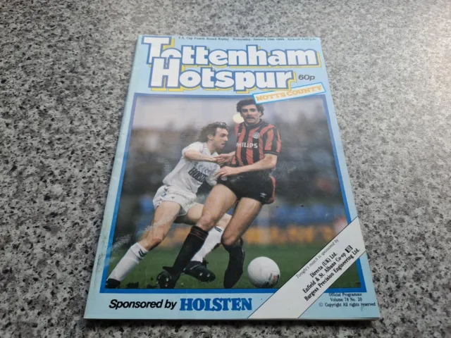 Tottenham vs Notts County Programme, FA Cup 4th Round Replay, 1985-1986 Season.