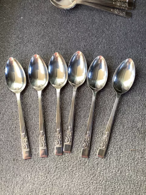 6 Vintage Silver Plated “Springtime” Desert Spoons ,￼Sheffield, England