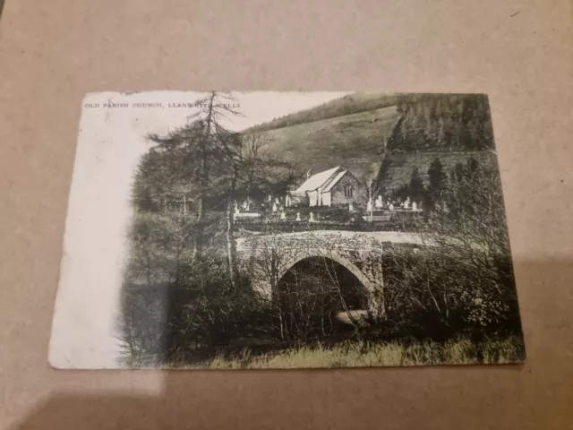 Postcard. Parish Church.  Llanwrtyd Wells. Wales. United Kingdom. Vintage. 1904