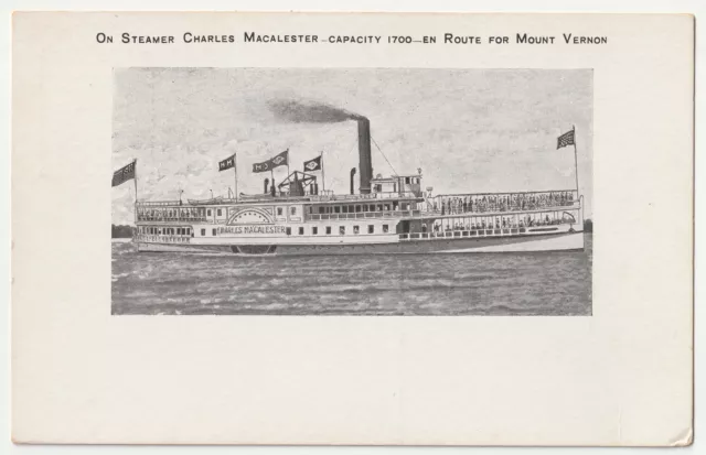 c1900s Steamer Charles Macalester 1700 Steamship Route Mount Vernon VTG Postcard