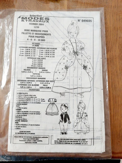 Patron De Couture Pour Poupée Françoise - Modes Et Travaux Février 1984 - Ensemble Layette Vintage