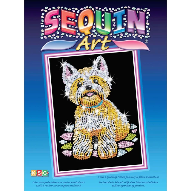 Westie Paillettenbild Sequin Art 28x37cm Hund Glänzendes Kind Bastelset Hündchen