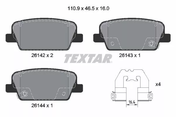 TEXTAR Bremsbelagsatz, Scheibenbremse 2614201 für HYUNDAI