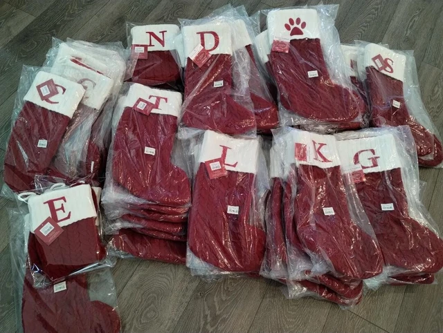 Wondershop Holiday Christmas Stocking Knit Red Monogram Letter S Measures 20