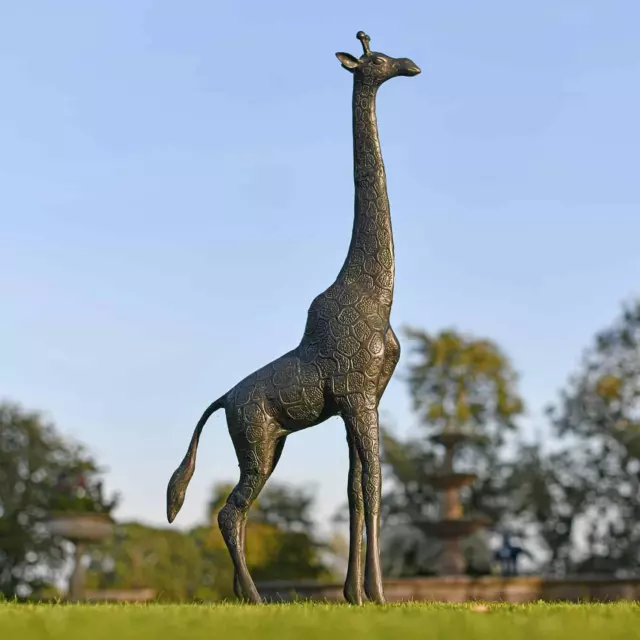 Deluxe Antique Bronze "Maasai" Freestanding Female Giraffe Garden Sculpture