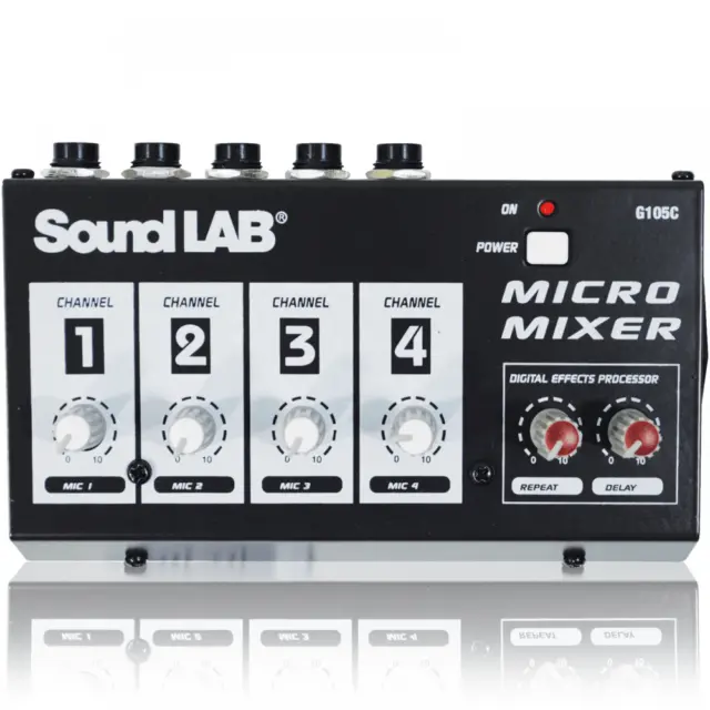 SoundLAB 4 Kanal Monomixer mit Kanallautstärkereglern und Echo
