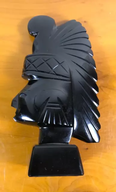 Hand Carved Mexican Aztec Mayan Tribal Obsidian Stone Carving