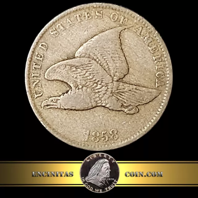 Nice Circulated 1858 SL FLYING EAGLE CENT US Coin Feather Detail 002