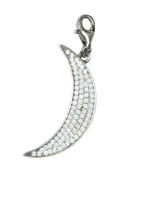 Authentic Thomas Sabo Charm- .925 Sterling Silver Moon Pendant Paved with CZ