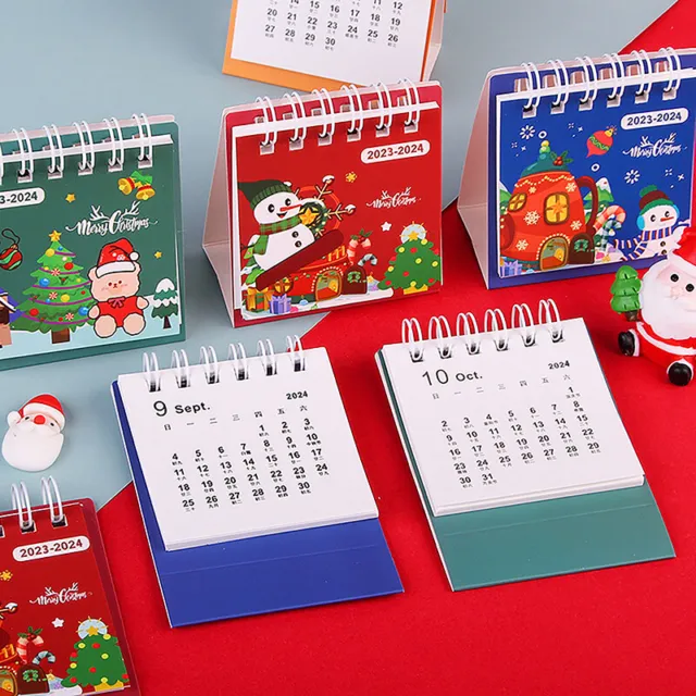 Cartoon Christmas Table Calendar Creative Cartoon Mini Calendar Desk Decorat^:^