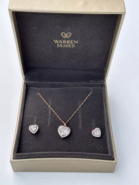Warren James - Real Silver & Diamond - Heart Pendant & Chain - Preowned |  eBay