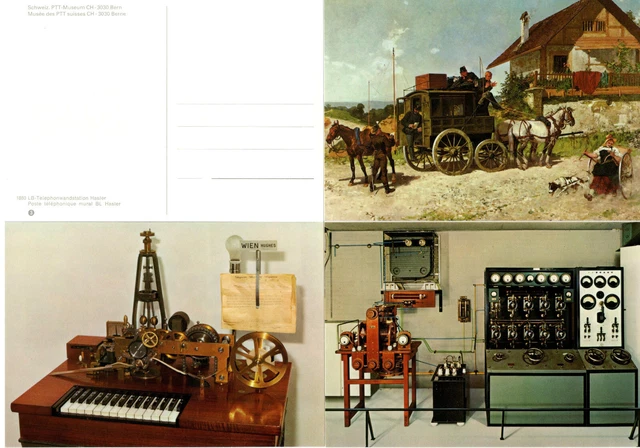 Set mit 12 Postkarten: Alte Fernmeldeapparate aus dem PTT-MUSEUM Bern Schweiz