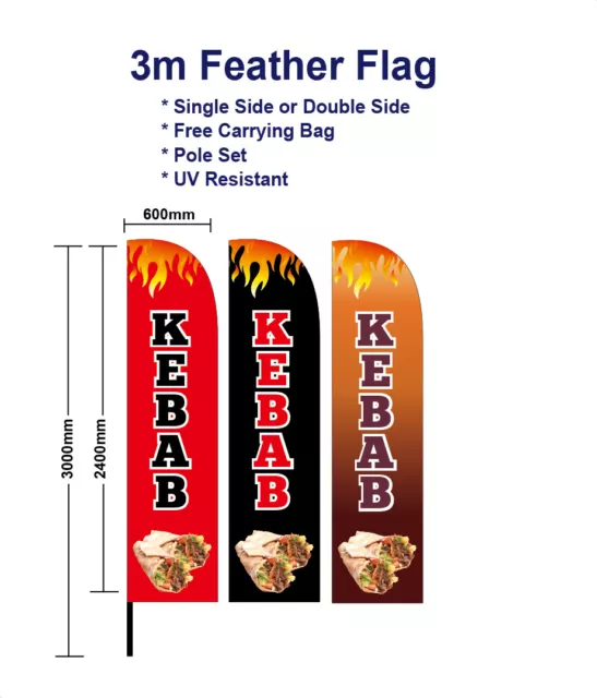 Outdoor Kebab Flag 3M 4M 5M Feather Flags Spike Base kit Red Sign Banner