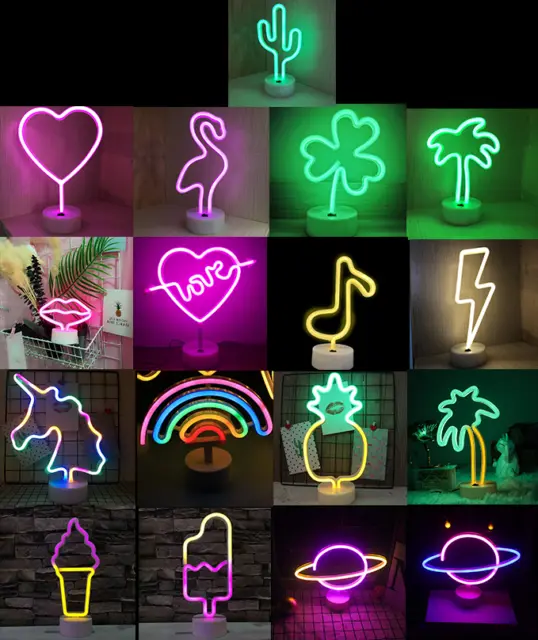 Neon Night Light Lamps Variations Party Bedroom Decoration LED UK