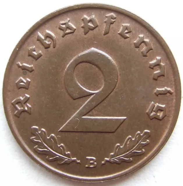 Münze Deutsches Reich 3. Reich 2 Reichspfennig 1938 B in fast Stempelglanz