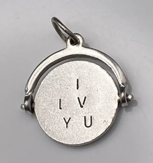 Vintage Wells Sterling Silver I LOVE YOU Spinner Spins Moves Movable Charm