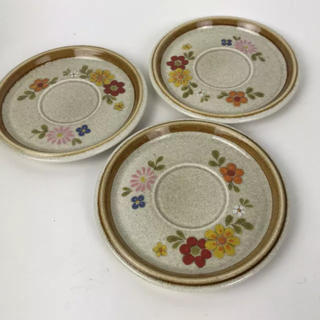 Vtg Mikasa Stone Manor F5813 FLORIBUNDA Saucer Plates lot of 3 retro Japan 3