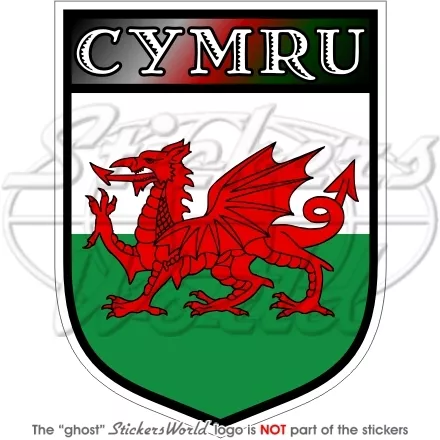 CYMRU Welsh Shield WALES  UK British 100mm (4") Vinyl Bumper Sticker Decal