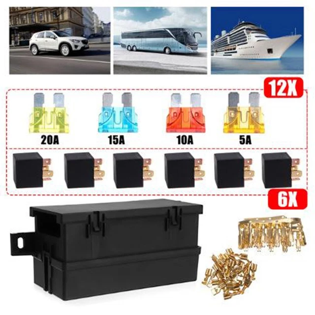 OTOTEC Auto Sicherungshalter Set - 5 Stück Mit 15A Sicherungen Für 6,35mm