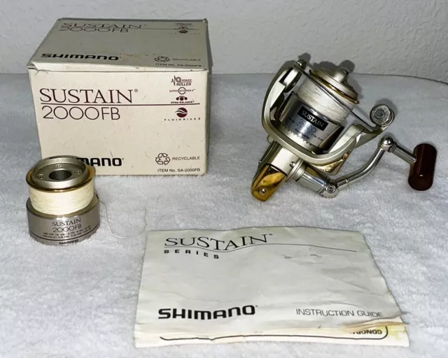 SHIMANO SUSTAIN 2000 FB 2000FB Reel w/ Box Pamphlet and Extra