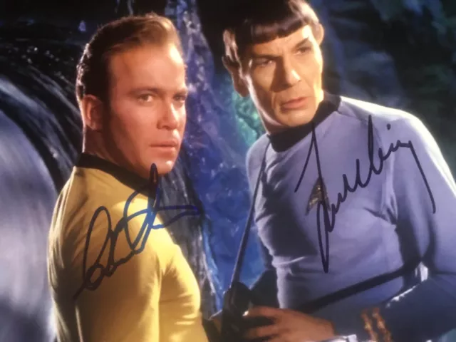 Star Trek Leonard Nimoy William Shatner 8-10 Signed Photo Coa
