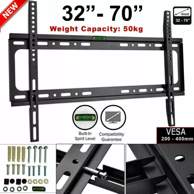 Slim Flat Tilt TV Wall Mount Bracket VESA LCD LED 42 43 49 50 55 60 65 70 inch