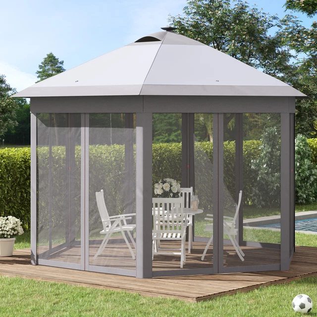 Pavillon Faltpavillon mit LED Solar Lichterkette USB 4,5 x 3,4 m Gartenpavillon 3