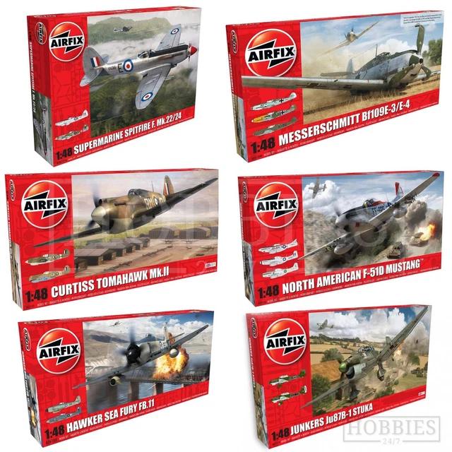AIRFIX 148 MODEL Aircraft Kits WW2 Spitfire Hurricane Junkers Mustang