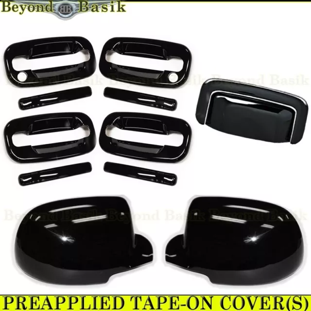 2000-2006 CHEVY Suburban GLOSS BLACK 4 Door Handle COVERS w/PSK+Mirrors+Tailgate
