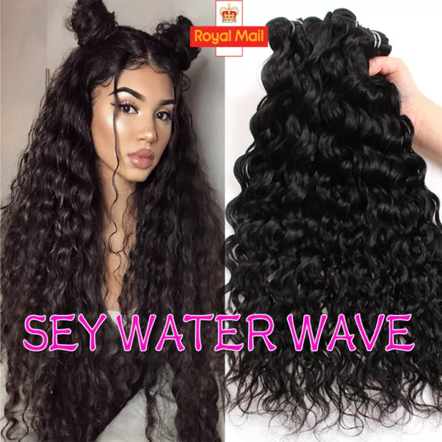 9A Water Wave THICK Bundles Brazilian Virgin Human Hair Extensions Weave Weft UK