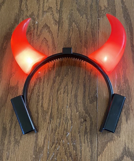 LIGHT UP FLASHING Glowing Red Devil Horns LED Costume Headband Cosplay