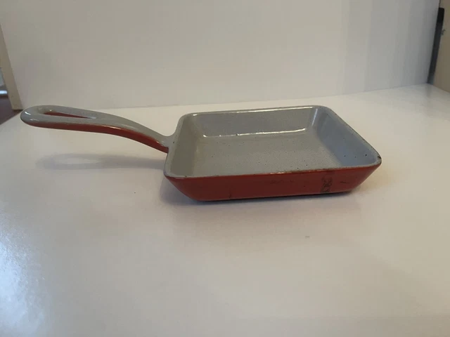 Vintage Prizer Ware Cast Iron Enameled Square Egg Frying Pan Skillet 4.75 x 4.75