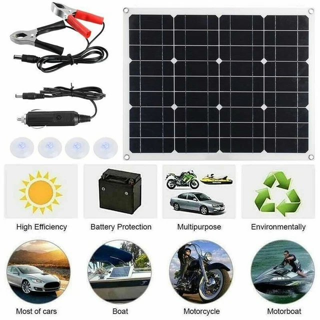 PORTABLE 12V 30-50W Car Van Boat Caravan Camper Solar Panel Battery ...