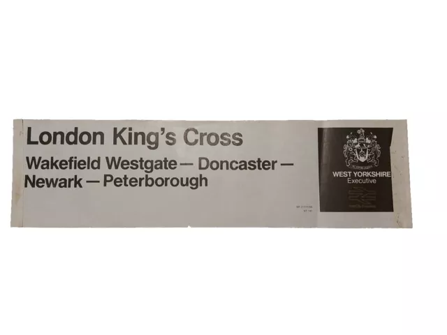 British Railways IC Carriage Window Label West Yorkshire Executive