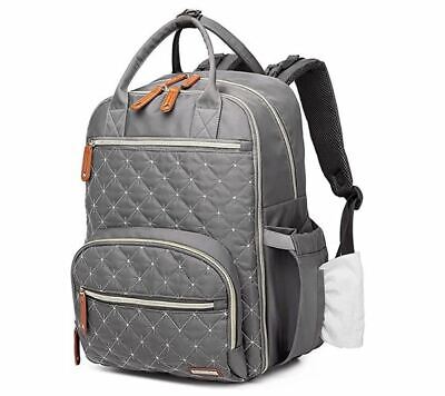 Large Capacity, Waterproof and Stylish Diaper Bag Backpack for Mom & Dad -Gray