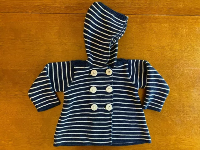 First Impressions Baby Girls Double-Breasted Striped Hooded Sweater Jacket 12 mo 2