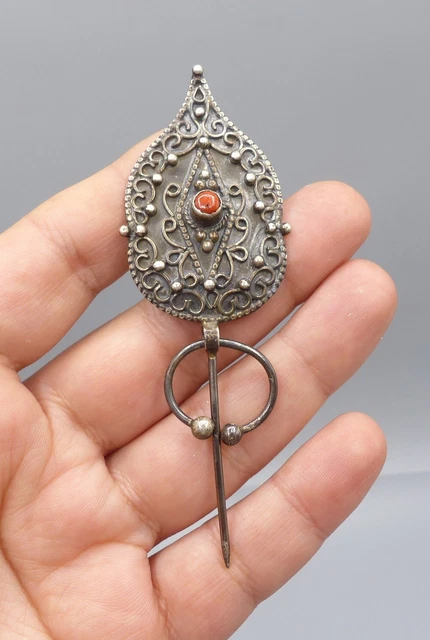 Pendentif Ancien En Argent Massif Traditionnel Berbère - Bijou Ethnique Vintage - Occasion