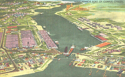 Vintage Postcard-Main Harbor Port of Corpus Christi, TX