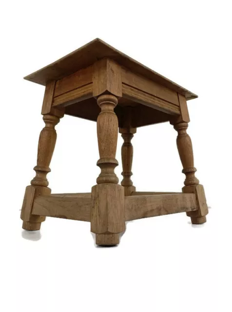 Antique barn Style Side table Stool Oak Carved Wood Crutch  Pedestal Farmhouse s
