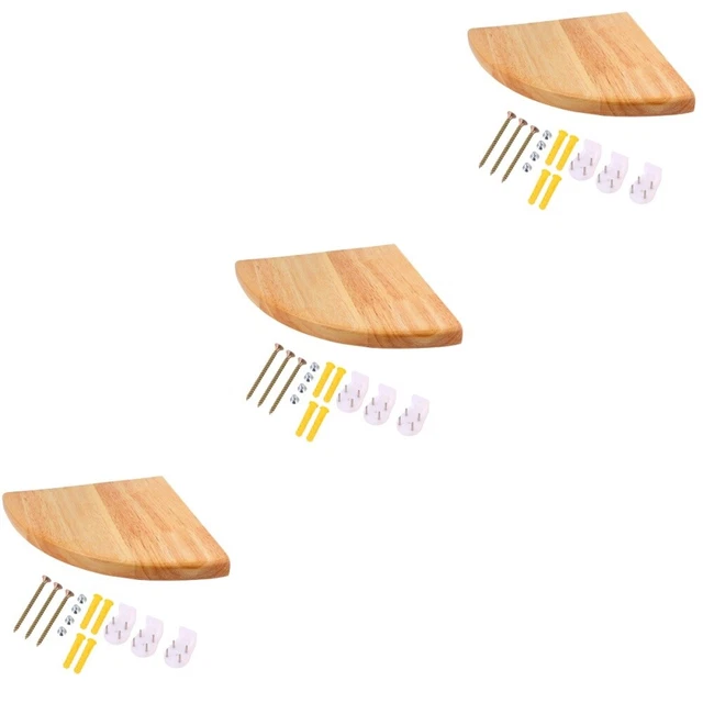 SRIWATANA Mensola Angolare da Muro Scaffale Angolare Legno a 2 Ripiani Mensole Cucina da Parete 22.5 x 30 x 30 cm Mensole da Muro Design per Cucina, Soggiorno, Bagno, Massimo 10 KG