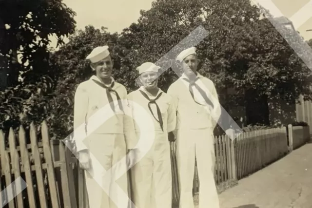 Vintage Photo Handsome Young Men Navy Sailors In Uniform 1940s