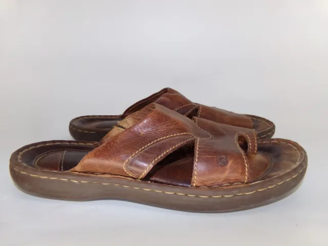 Born Women's Sandal Size 9 toe loop Slide Flip Flop Brown Leather Comfy Shoe