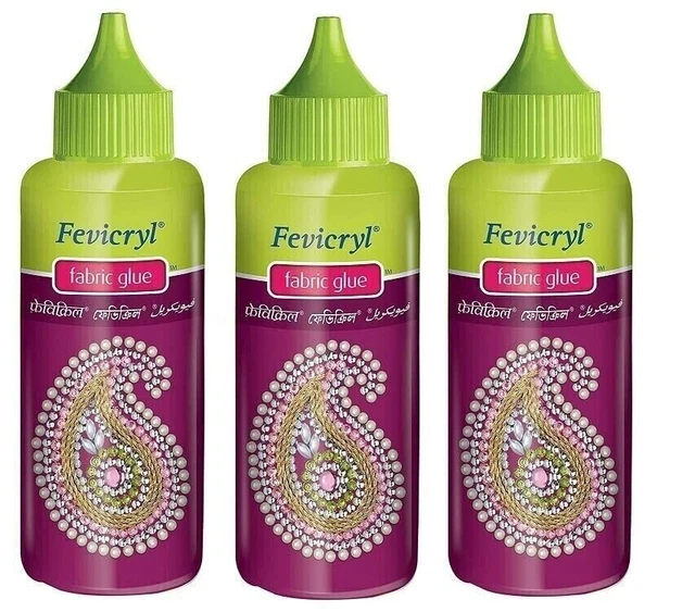 Colle Pour Tissu Fevicryl No Stitch - 3 Flacons De 30 Ml - Neuf - Livraison Gratuite