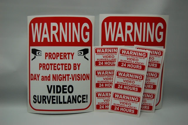 WARNING VIDEO SURVEILLANCE CCTV security Camera signs window DECAL ...